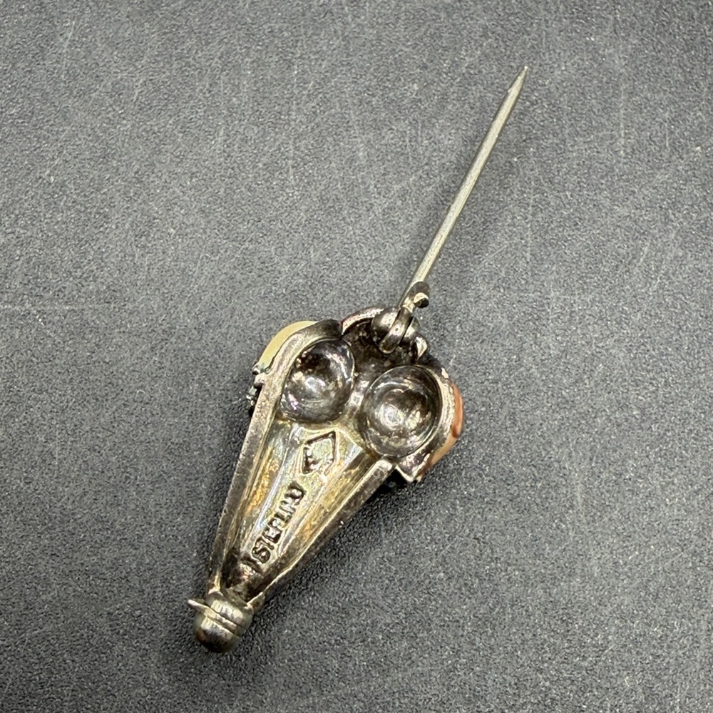 Judith Jack Sterling Silver Marcasite Enamel Ice Cream Cone Brooch Pin Jewelry - Picture 7 of 13